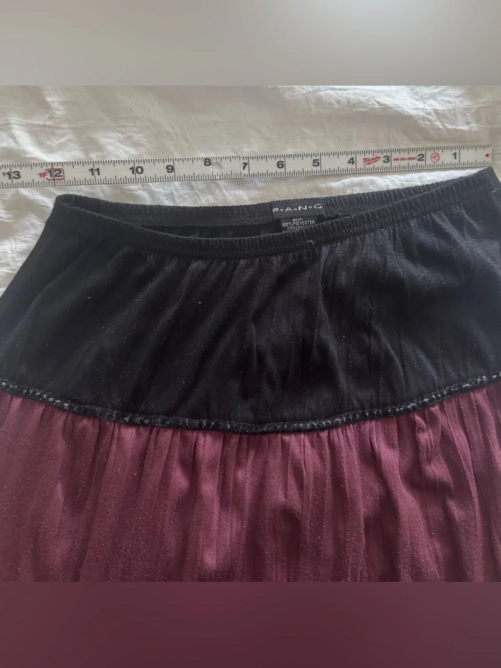 Vintage 90s FANG Whimsigoth Tiered Paisley Maxi Skirt Burgundy Black